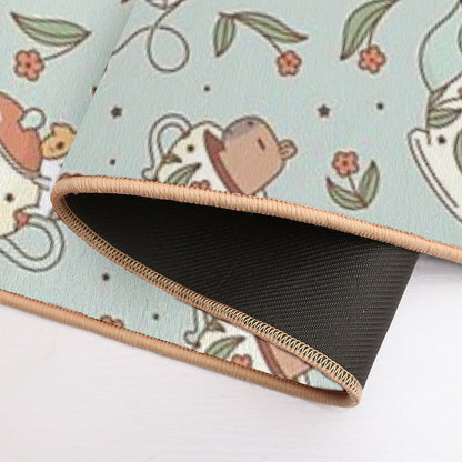 Guinea Pig And Capybara Tea Party Pattern, Bubu And Moonch  Long-Lasting Bath Mat