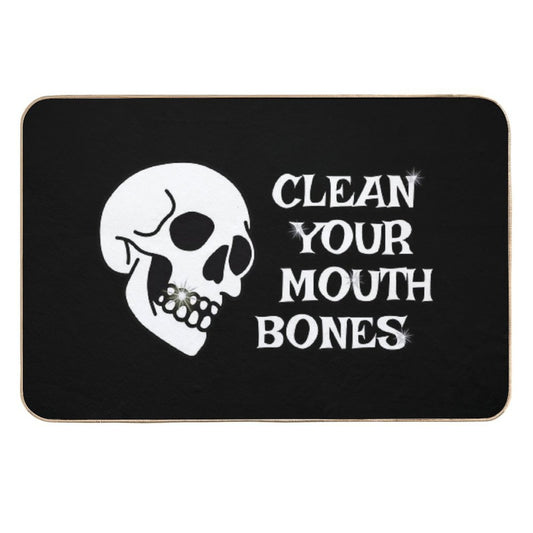 Clean Your Mouth Bones - White  Multi-Purpose Bath Mat