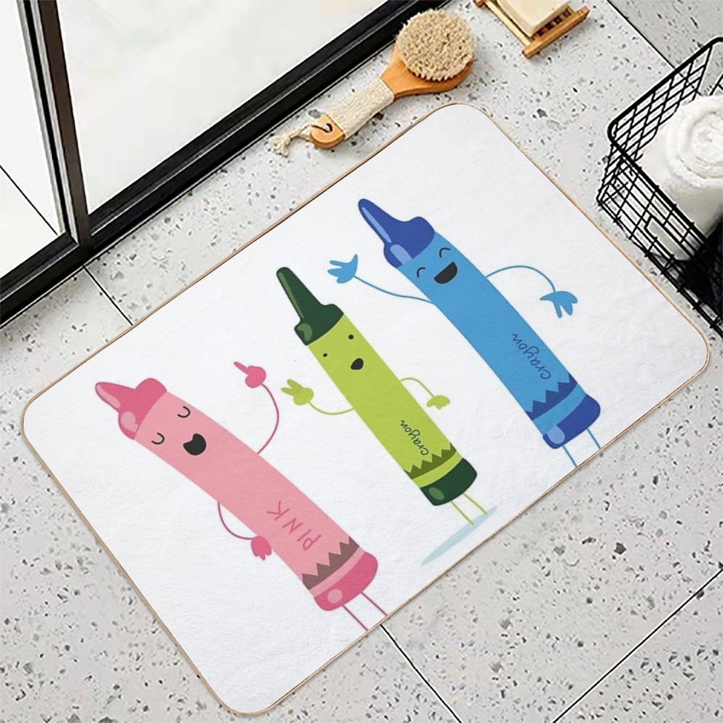 Cute Funny Cartoon Crayon Characters  Eco-Friendly Bath Mat