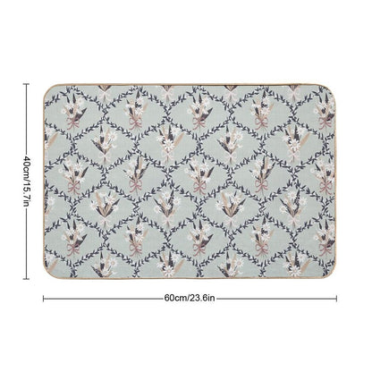 Daisy Bouquet Seamless Pattern – Vintage Floral Wreath Design on Sage Green  Versatile Bath Mat