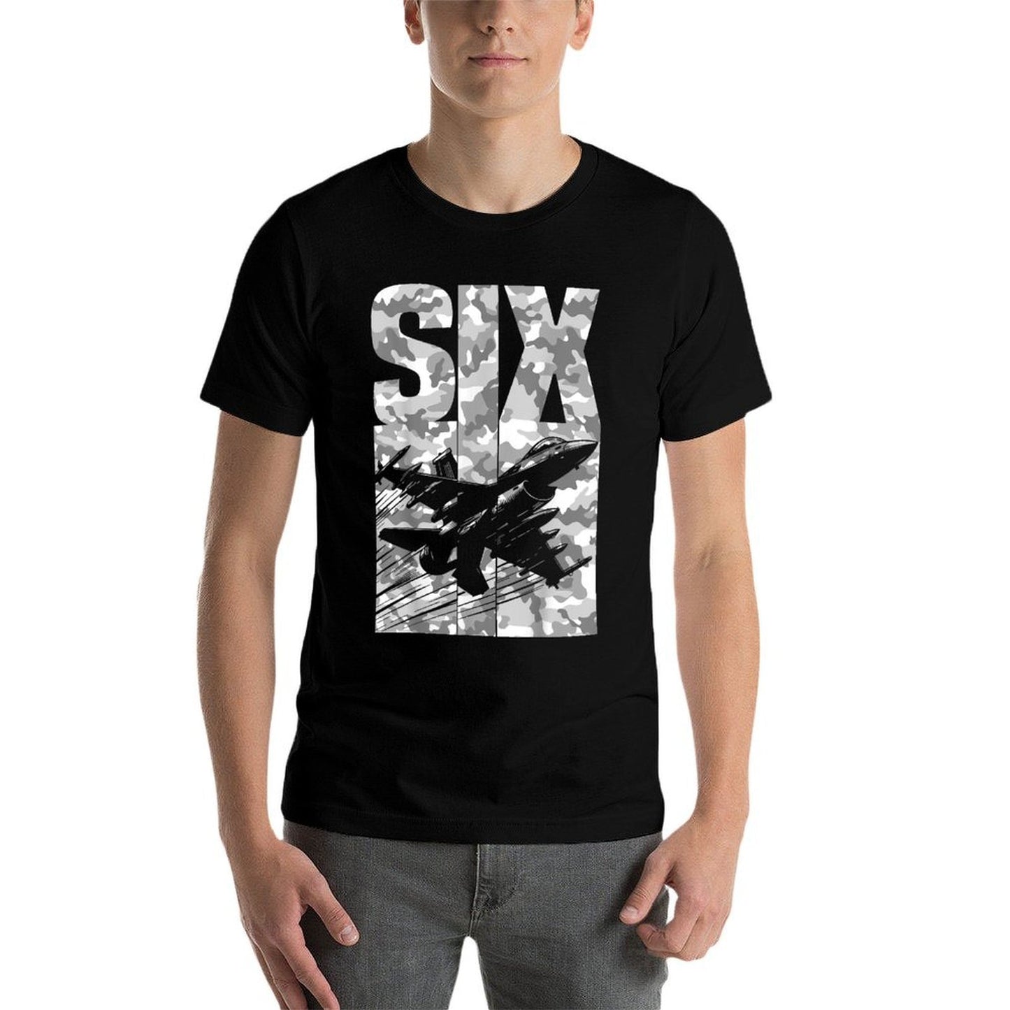 Military Fighter Jet Camo Six Year Old Boys 6th Birthday  Wrinkle-resistant T-Shirt
