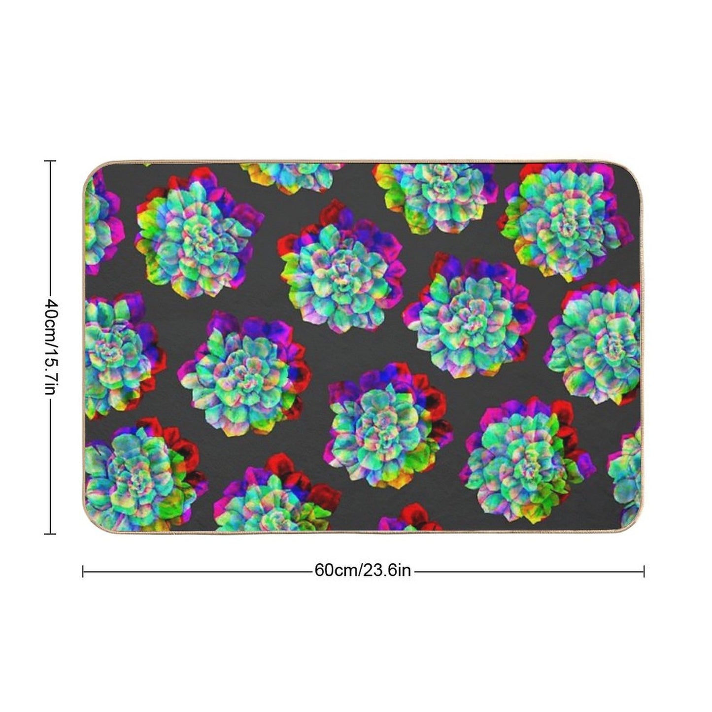 Glitched Succulents  Absorbent Bath Mat