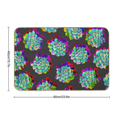 Glitched Succulents  Absorbent Bath Mat