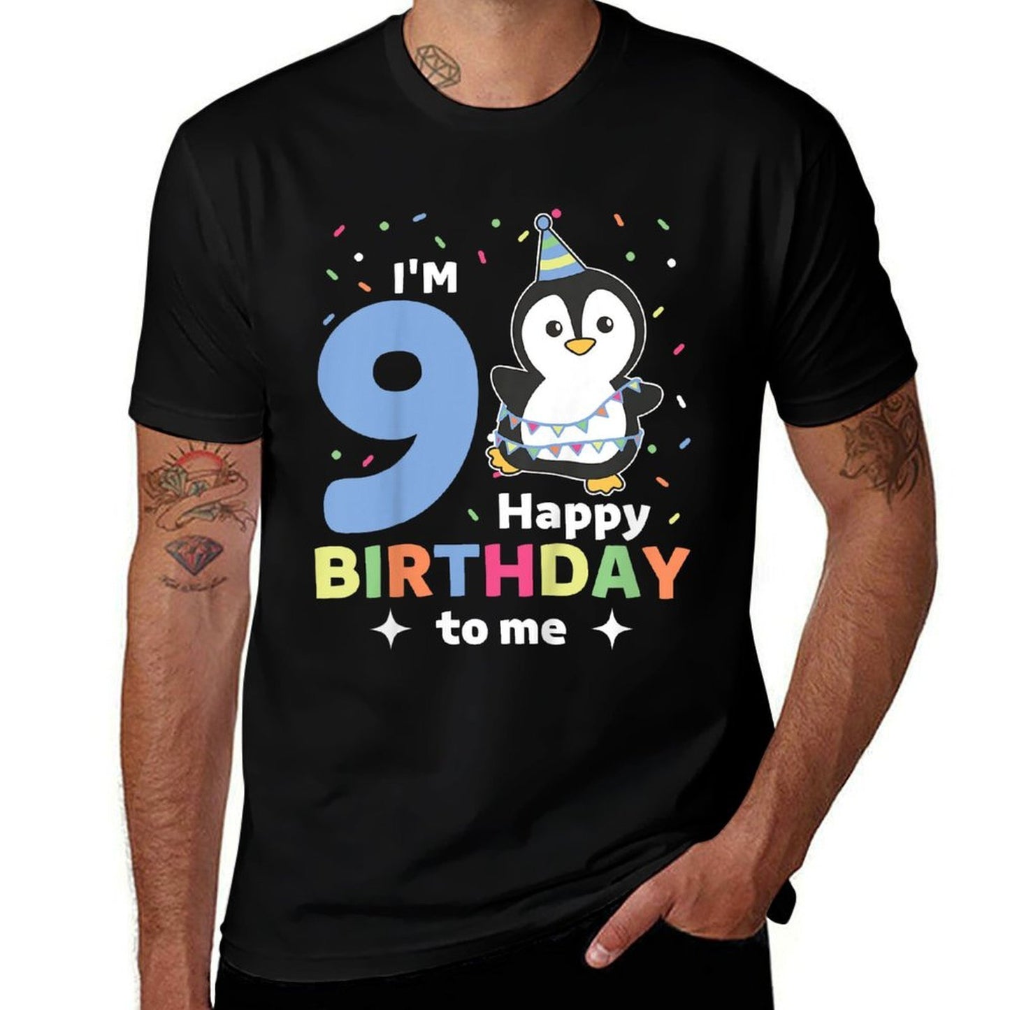 Kids Penguin For 9th Birthday For Children Nine Years Old Penguin  Versatile T-Shirt