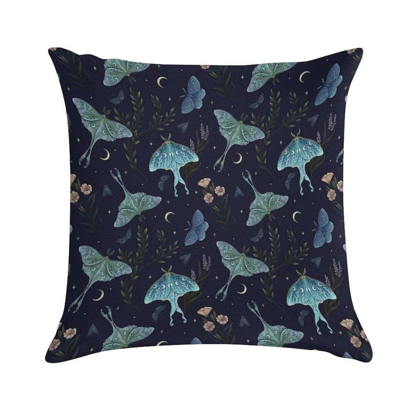 Luna Moth Pattern Soft Reinforced Edging Throw Pillow