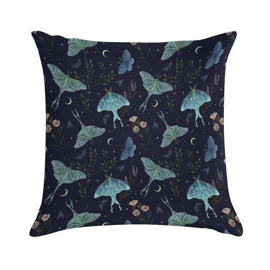 Luna Moth Pattern Soft Reinforced Edging Throw Pillow