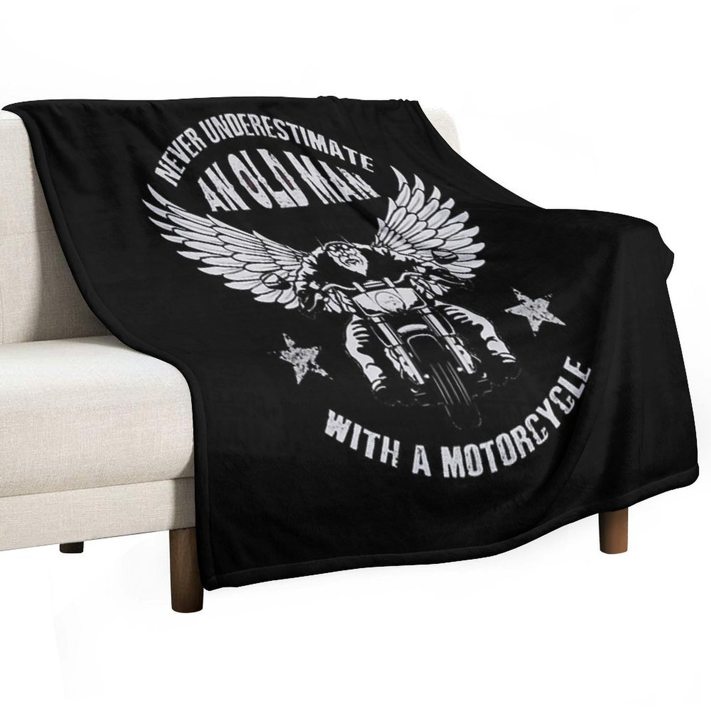 Never Underestimate An Old Man with A Motorcycle Sustainable Throw Blanket