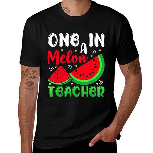 One In A Melon Teacher Watermelon Funny Summer  Easy-care T-Shirt