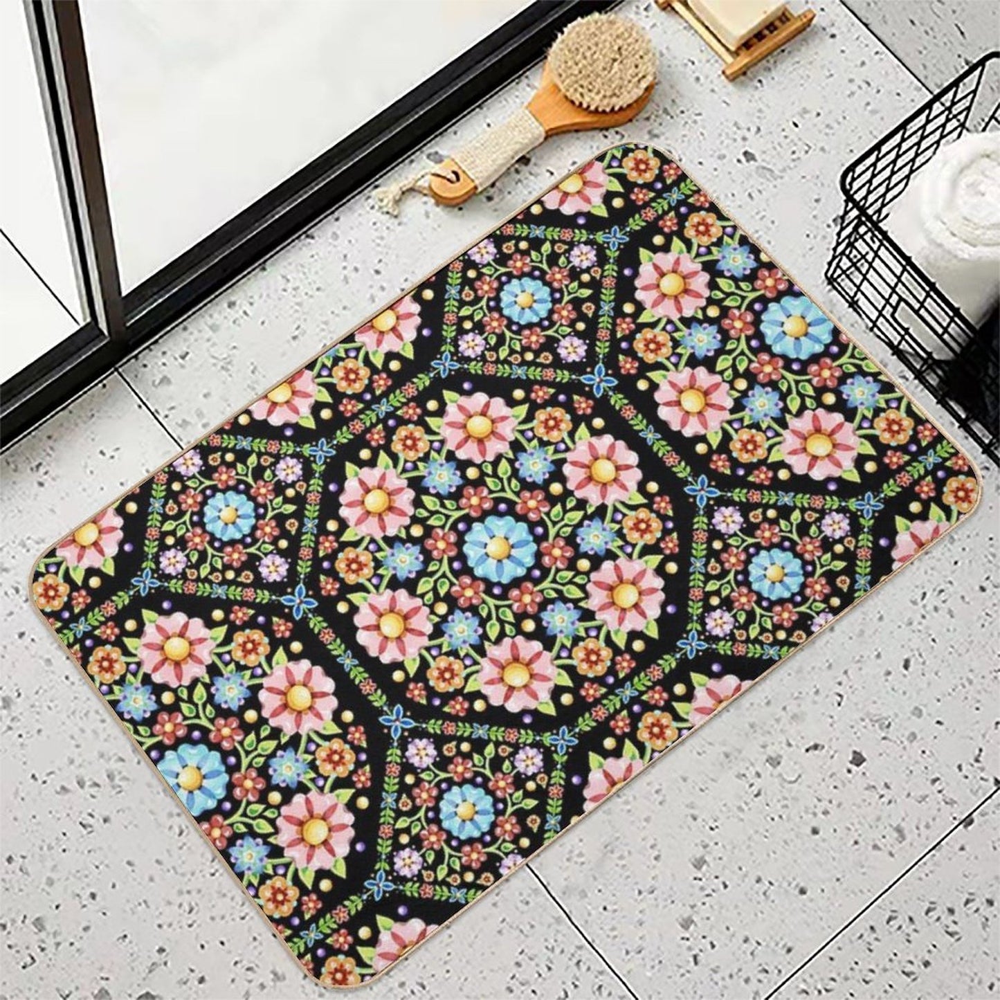 Millefiori Floral Flower Crown Durable Bath Mat