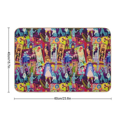 Retro Mansion Collage  Absorbent Bath Mat