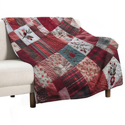 Radiant Red Patchwork Pattern Lightweight Throw Blanket