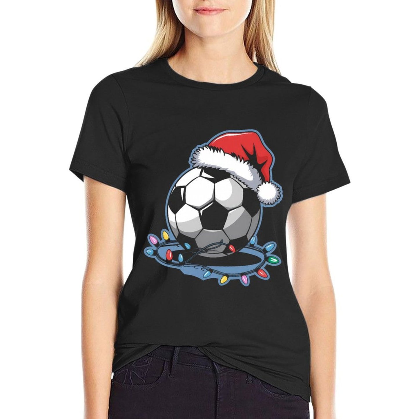 Santa Sports Christmas Soccer Player Men Boysns  Heathered Texture T-Shirt