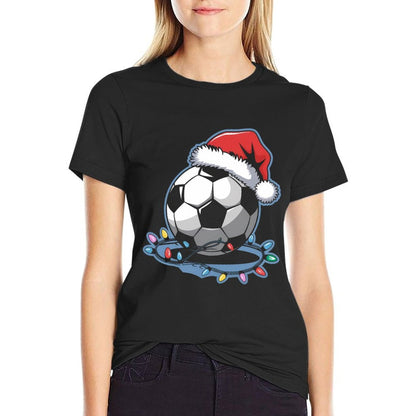 Santa Sports Christmas Soccer Player Men Boysns  Heathered Texture T-Shirt