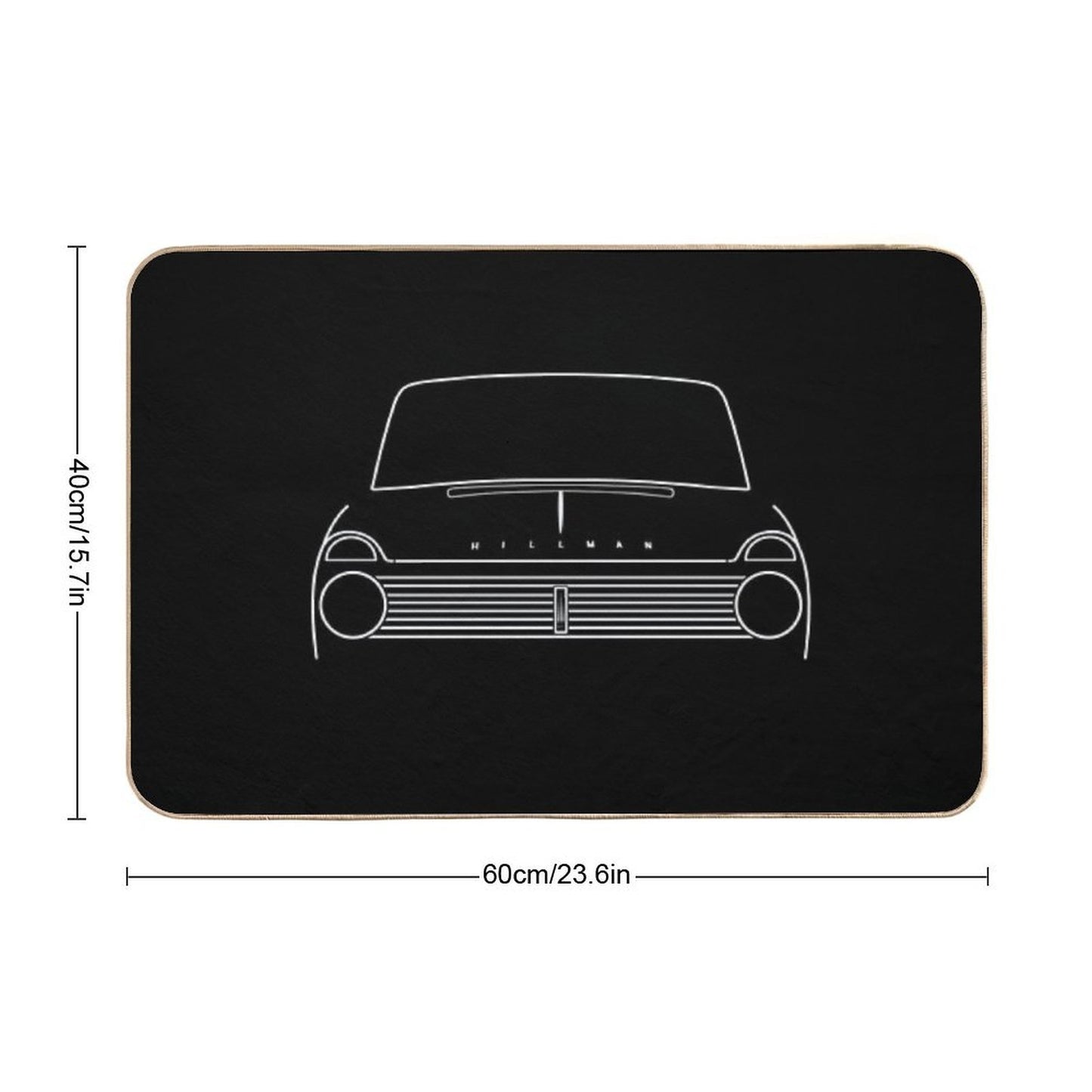 Hillman Super Minx Classic 1960s British Car White Outline Graphic  Repositionable Bath Mat