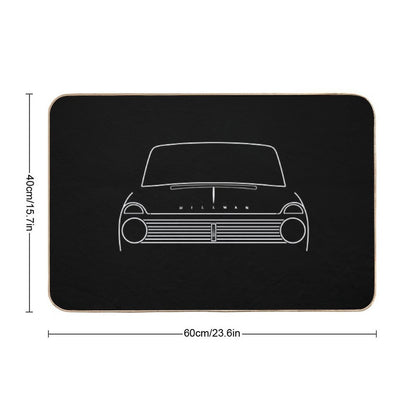 Hillman Super Minx Classic 1960s British Car White Outline Graphic  Repositionable Bath Mat