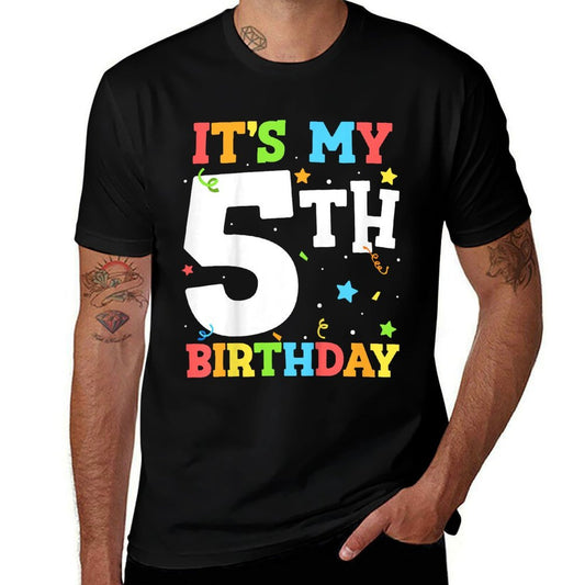 It's My 5th Birthday 5 Five Happy Birthday Boy Or Girls  Tagless Design T-Shirt