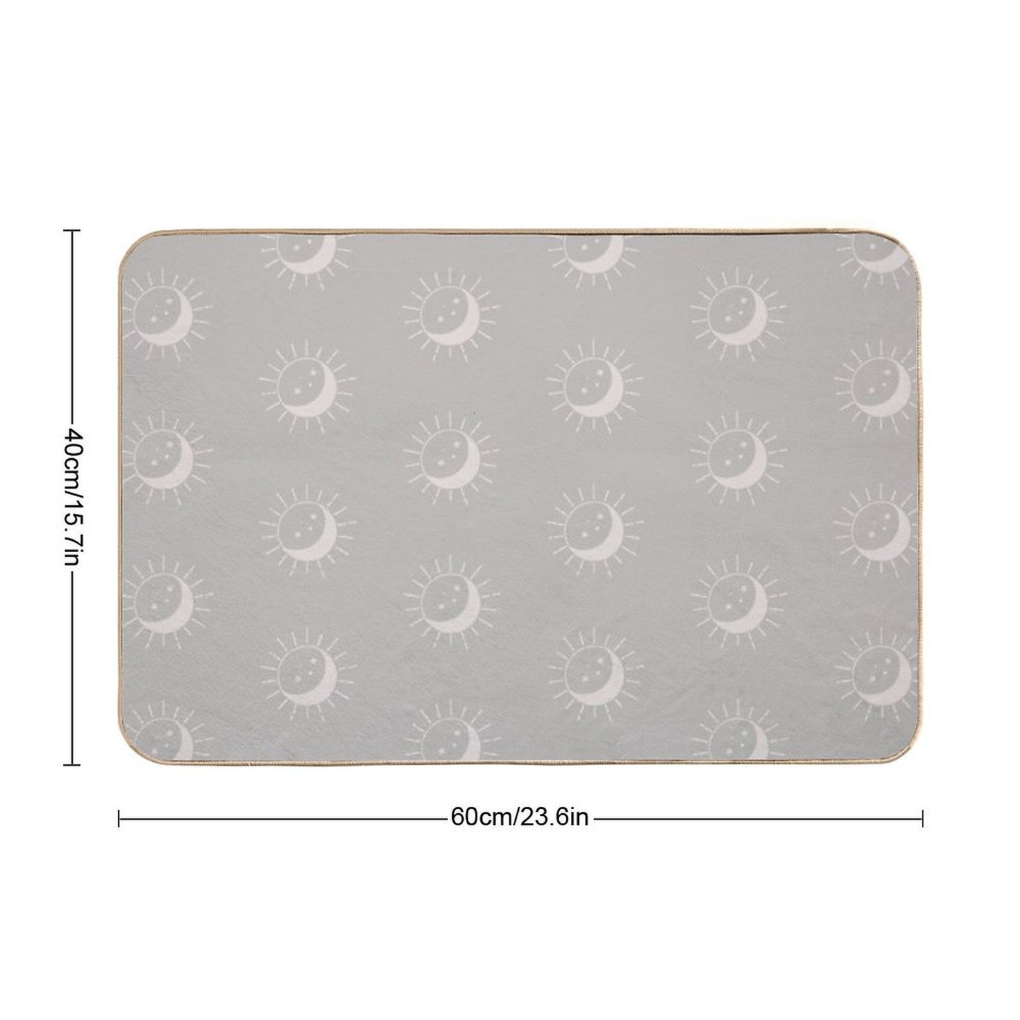 Pretty Sun And Moon Pattern Soft Aesthetic In Muted Colors Taupe  Repositionable Bath Mat