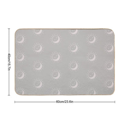 Pretty Sun And Moon Pattern Soft Aesthetic In Muted Colors Taupe  Repositionable Bath Mat