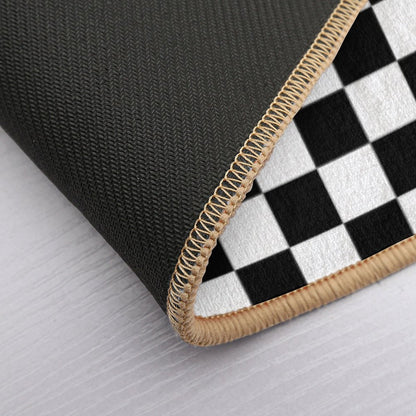 Black And White Checkerboard Pattern  Non-Slip Bath Mat