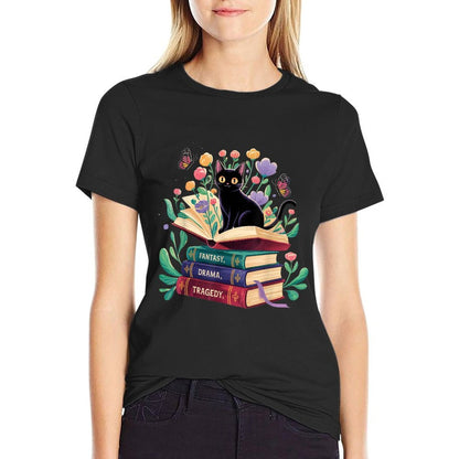 Fantasy Drama Tragedy Cat Book Lover Reading Humor  Versatile T-Shirt