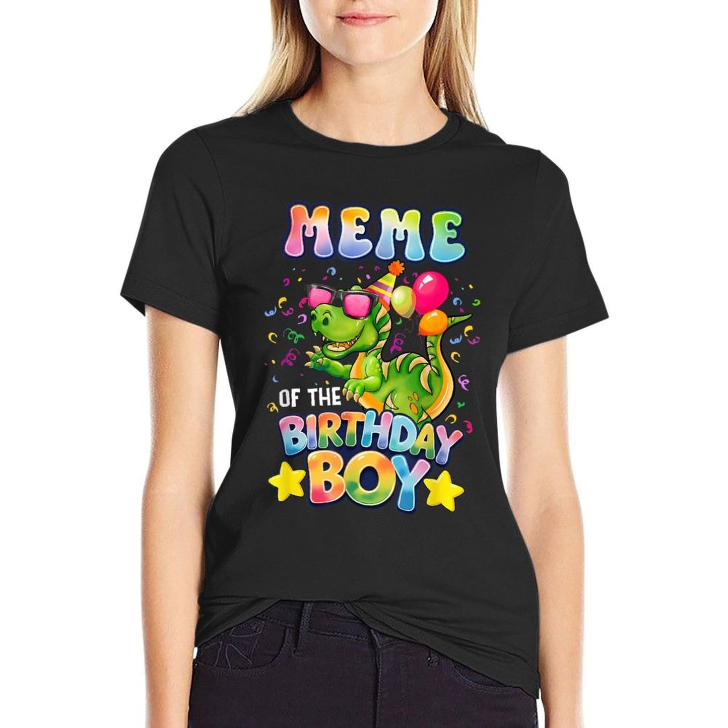 Meme Of The Birthday Boy Family Matching Dinosaur Squad  Polyester Blend T-Shirt