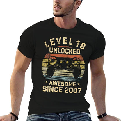 Level 18 Unlocked 18th Birthday 18 Year Old Gifts Gamer Bday  Moisture-wicking T-Shirt