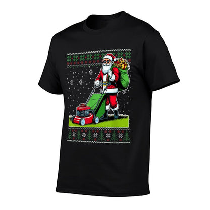 Christmas Santa Claus Mowing Lawn Ugly Christmas Sweater  Slim-fit Cut T-Shirt
