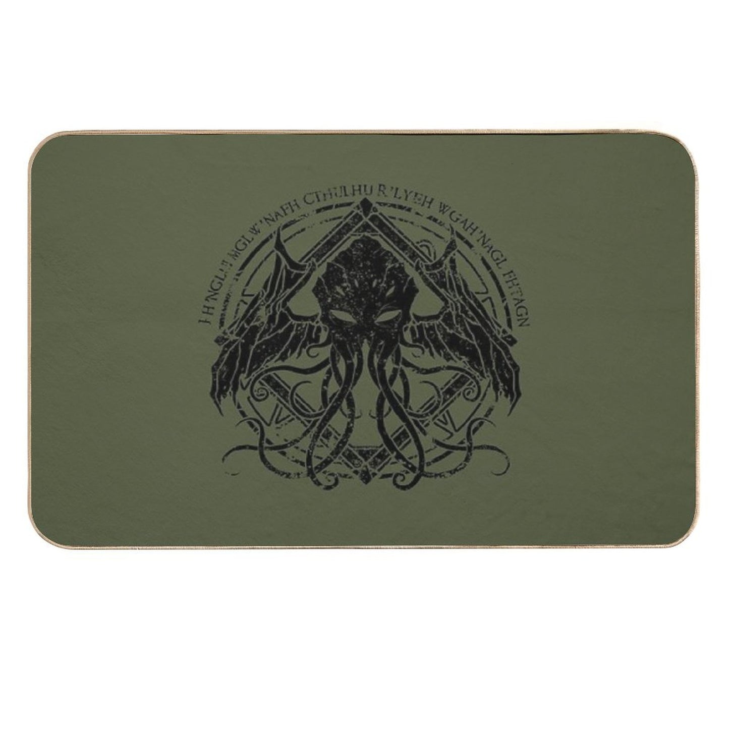 Cthulhu - Lovecraft - Distressed Chant Design V2  Fade-Resistant Bath Mat