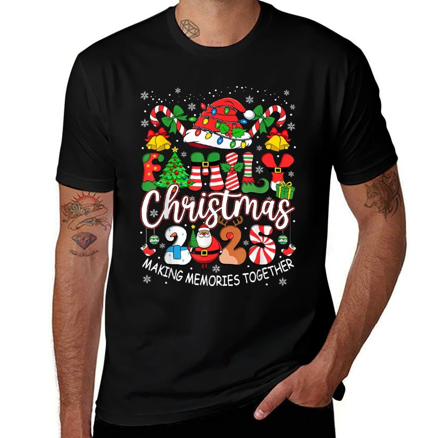 Family Christmas 2025 Matching Outfit Xmas Squad Santa Group  Fade-proof Color T-Shirt