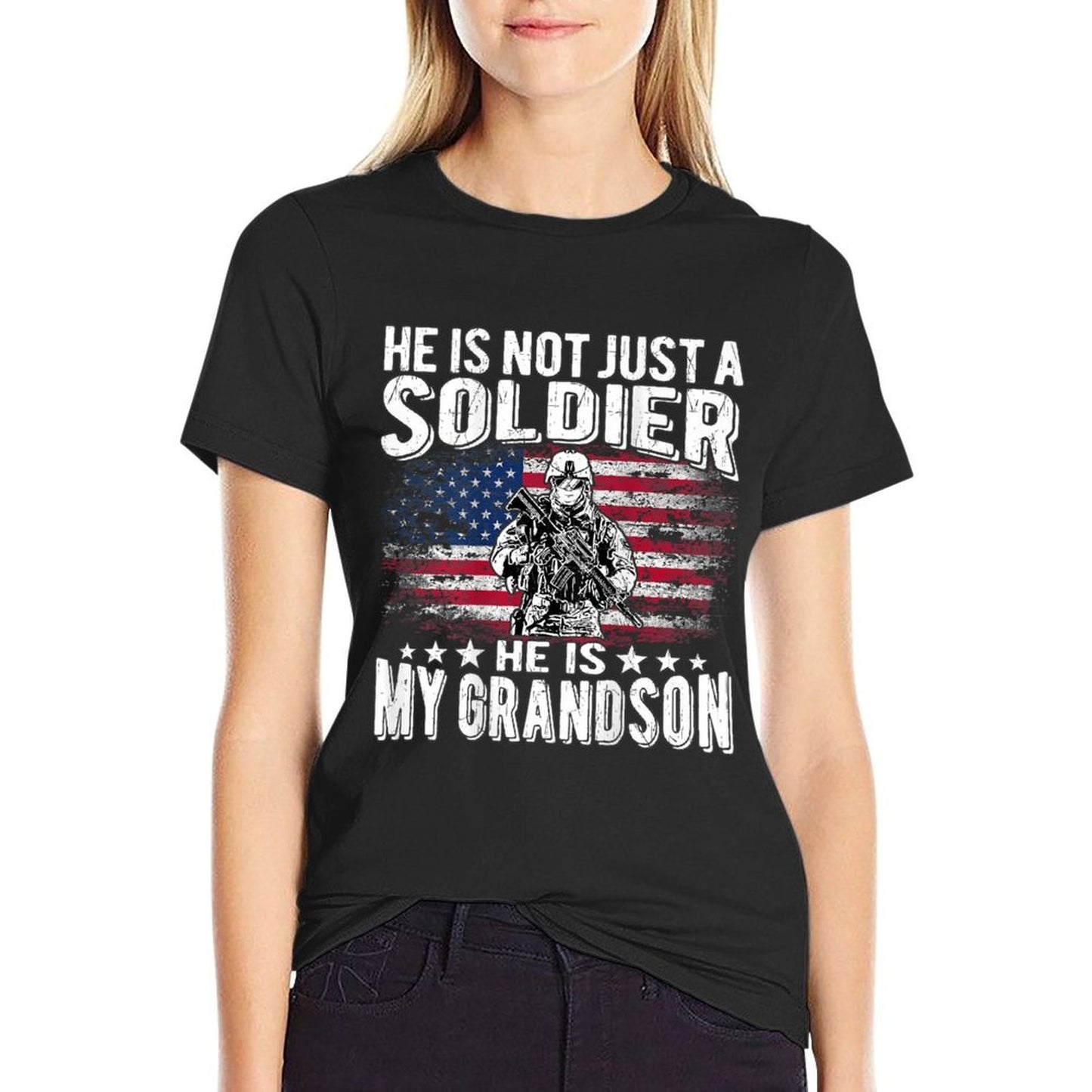 My Grandson Is A Soldier - Patriotic Proud Army Grandparent  Vintage-inspired T-Shirt
