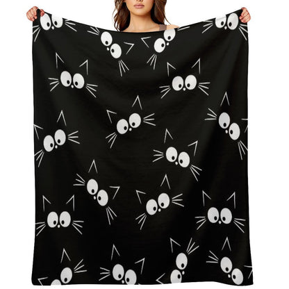 Cute Black Cat Pattern Travel-friendly Throw Blanket