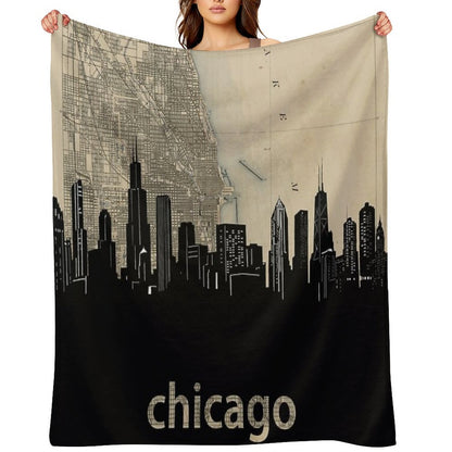Chicago Skyline Compact Throw Blanket