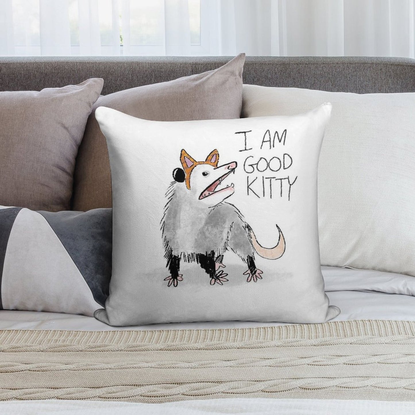 I AM GOOD KITTY Design Soft Gift Ready Throw Pillow