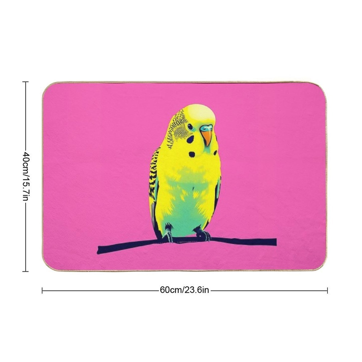 Pink And Yellow Parakeet Budgie Pop Art Illustration  Odorless Bath Mat