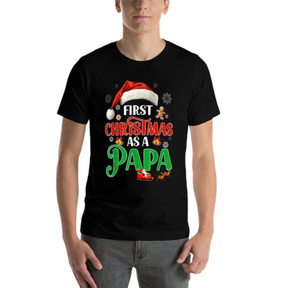 Announcement First Christmas As A Papa Matching Family Xmas  Stretchy T-Shirt