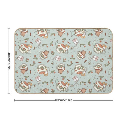 Guinea Pig And Capybara Tea Party Pattern, Bubu And Moonch  Long-Lasting Bath Mat