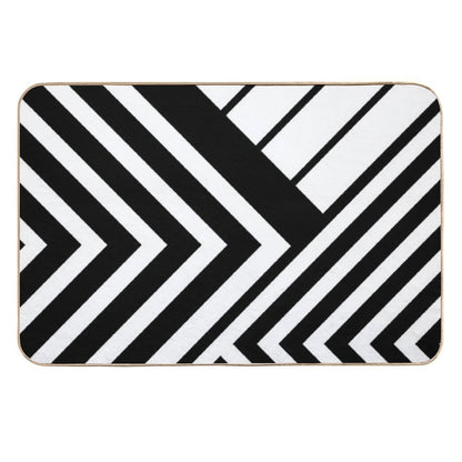 Black And White Geometric Lines  Slip-Resistant Bath Mat