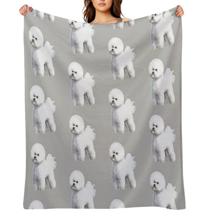 Bichon Frise Standing Beauty Travel-friendly Throw Blanket