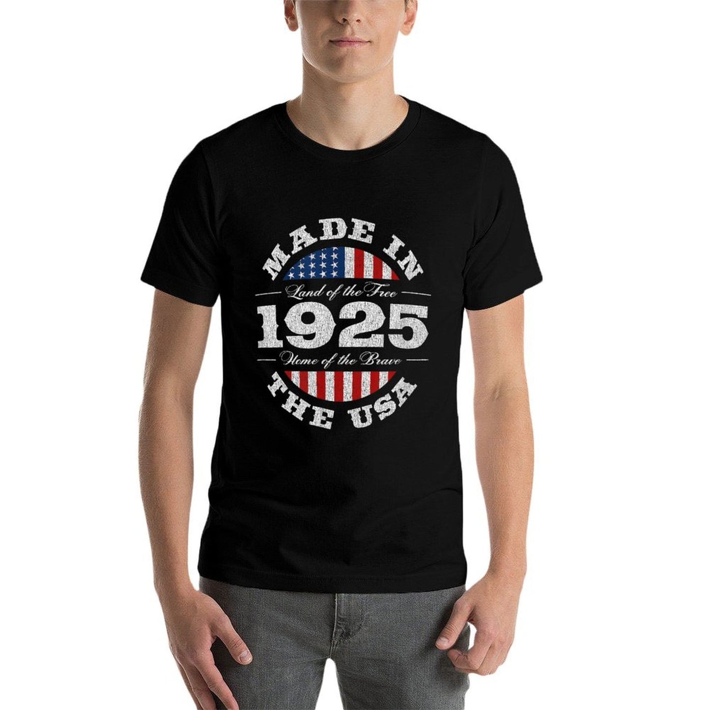 100 Year Old American USA 1925 100th Birthday  Rolled Sleeves T-Shirt