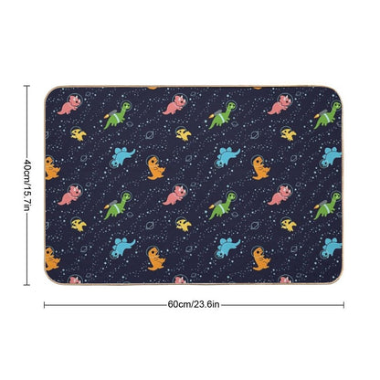 Dinosaurs In Space Pattern  Fade-Resistant Bath Mat