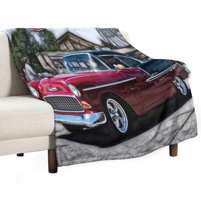 Double Nickel,......55 Chevy, Car Show OKC,USA All-season Throw Blanket