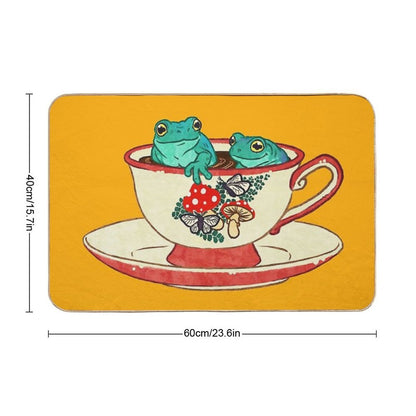 Tea Cup Frogs  Absorbent Bath Mat