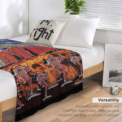 Authentic Aboriginal Art - Uluru Sky All-season Throw Blanket
