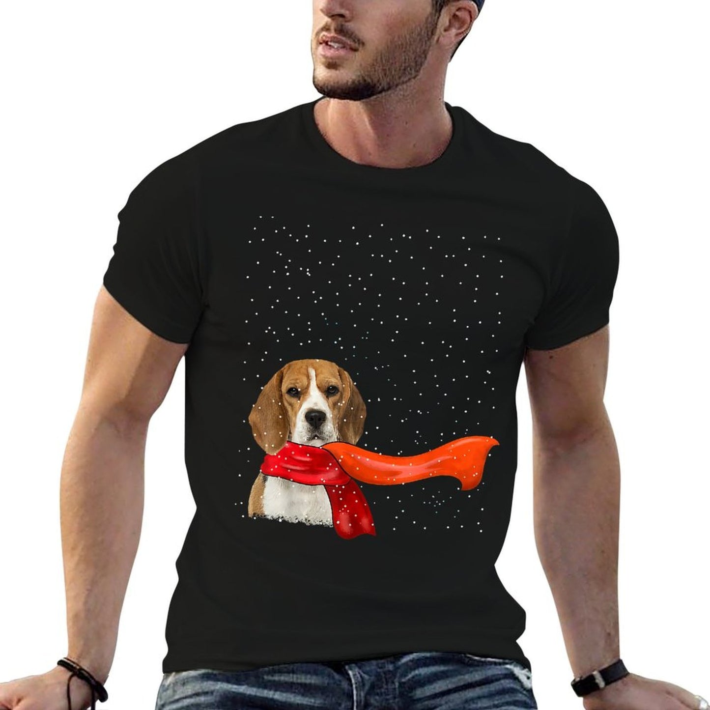 Beagle Dog Winter Christmas Sweater Xmas Pet  Easy-care T-Shirt