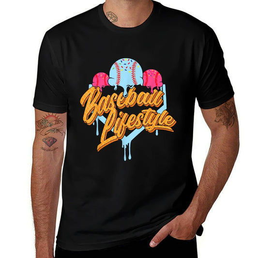 Baseball Lifestyle Home Plate Ice Cream Drip Men Boys Kids  Relaxed-fit T-Shirt