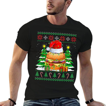 Santa Hamburger Fast Food Lovers Ugly Xmas Sweater Christmas  Classic T-Shirt