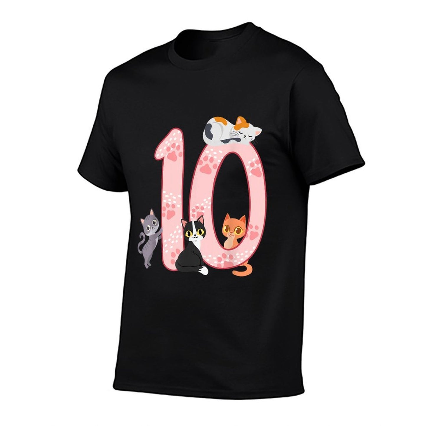 10th Birthday Girl Cat Outfit 10 Years Old  Heathered Texture T-Shirt