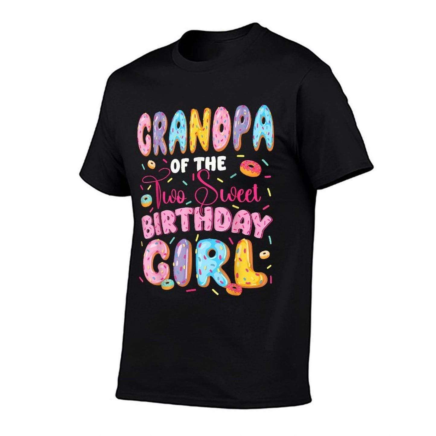 Grandpa Of The Two Sweet Birthday Girl Donut 2Nd Birthday  Fade-proof Color T-Shirt