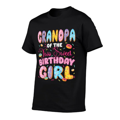 Grandpa Of The Two Sweet Birthday Girl Donut 2Nd Birthday  Fade-proof Color T-Shirt