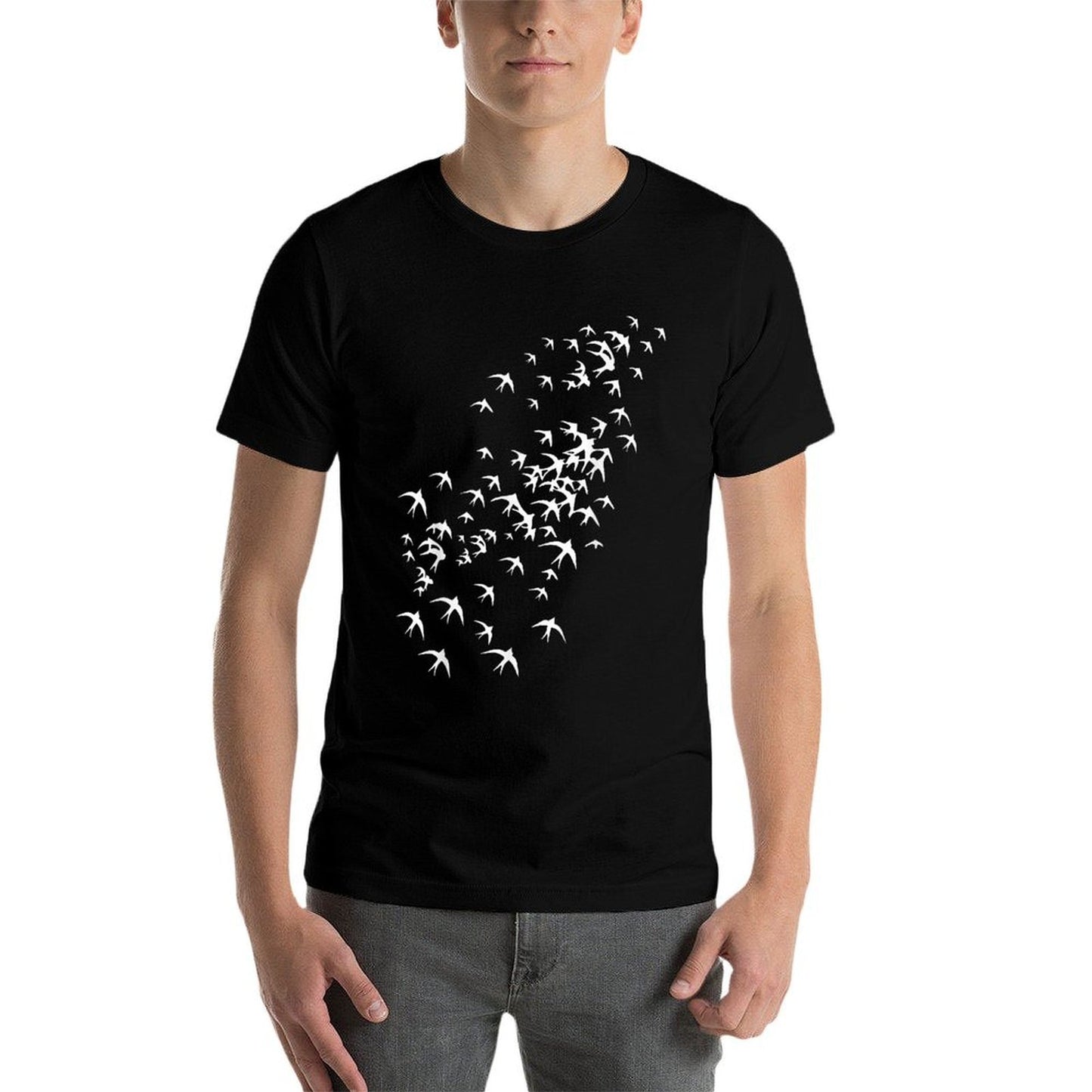 Flock of Flying Birds - Swarm of Swallows for Nature Lovers  Trendy Pattern T-Shirt